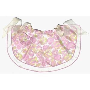 vtg 1950s floral half apron lavender chartreuse